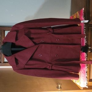 Bugandy Coat with Tie waistline
